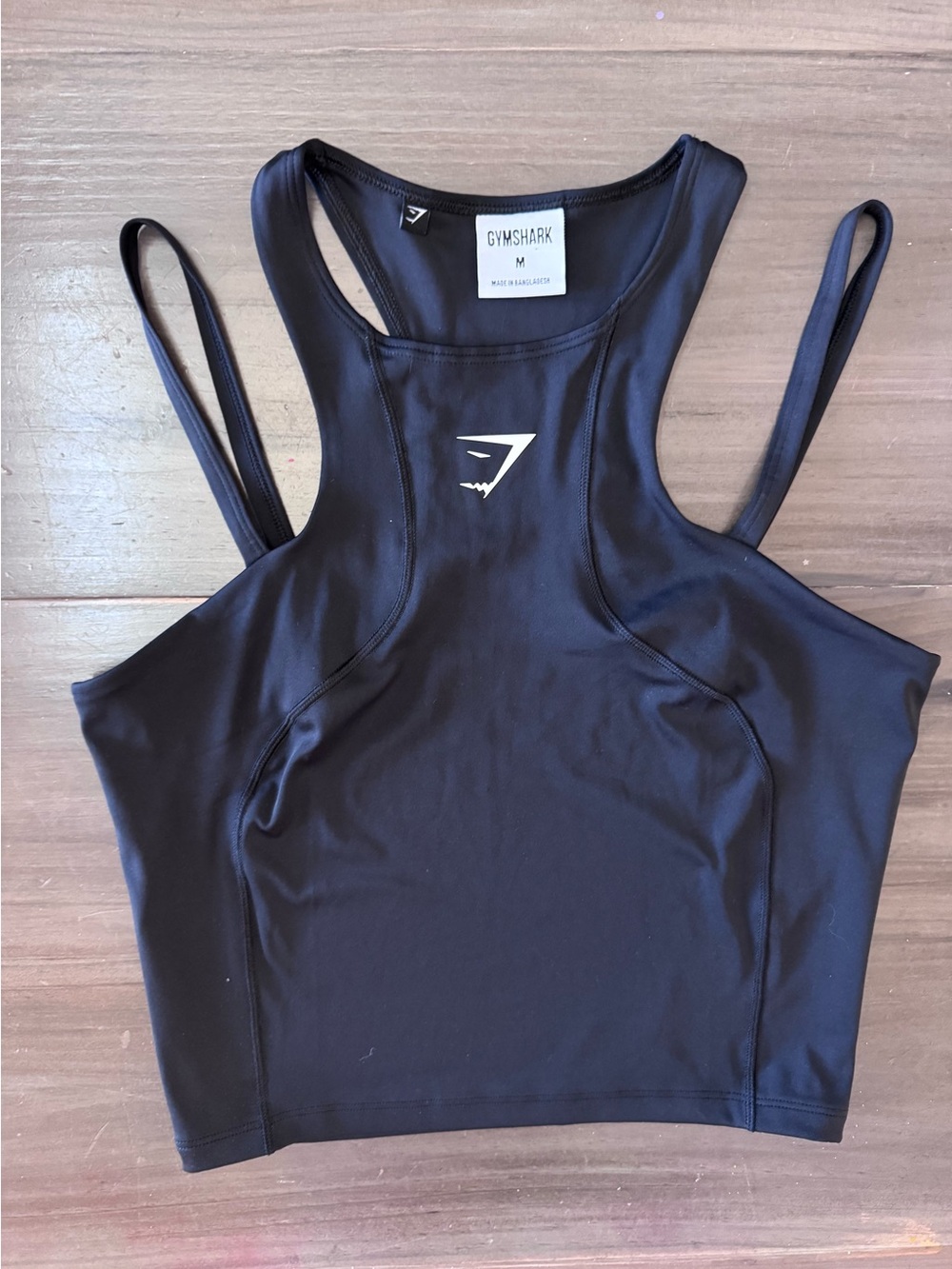 GymShark High Neck Double Strap Cropped Tank Black Women’s M